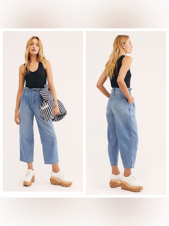 Free People Denim - FREE PEOPLE Carrot Pleated Ankle Button Fly Jean Size 2